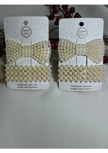 Kadın Incili Özel Seri Setler Çıtçıtlı Yan Toka 4' Lü modelleri