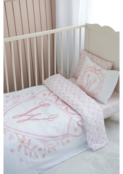 Harf Serisi W Harfi Park Yatak Nevresim Seti (80X120) - Noble Serie Pembe