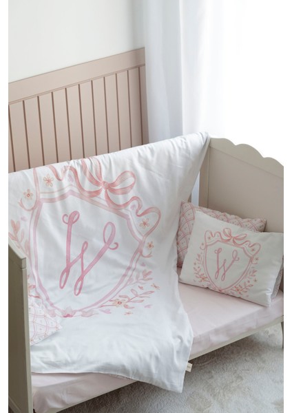 Harf Serisi W Harfi Park Yatak Nevresim Seti (80X120) - Noble Serie Pembe