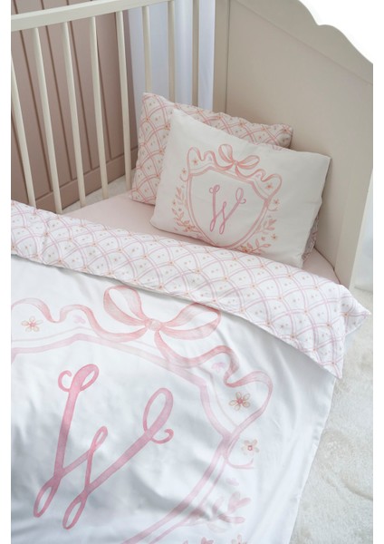 Harf Serisi W Harfi Park Yatak Nevresim Seti (80X120) - Noble Serie Pembe
