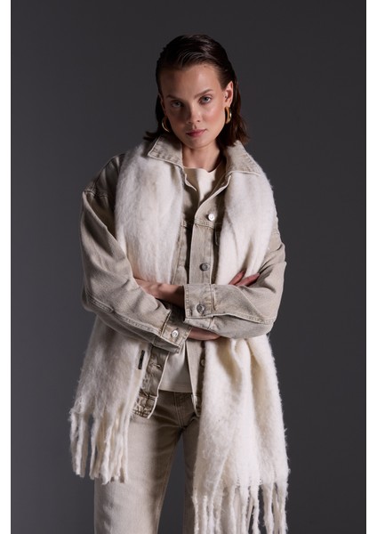 Premium Kar Yıkama Oversize Kadın Jean Ceket