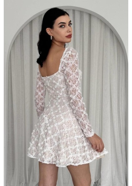 Dantel Detaylı Kalp Yaka Mini Boy Kadın Mezuniyet ve Abiye Elbise 161 modelleri