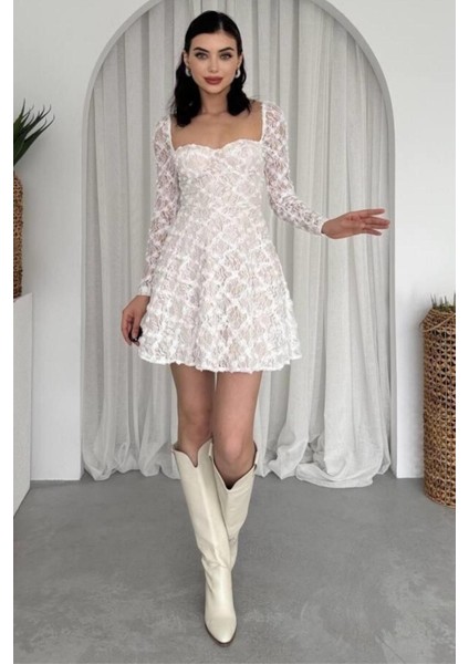 Dantel Detaylı Kalp Yaka Mini Boy Kadın Mezuniyet ve Abiye Elbise 161 fırsatları