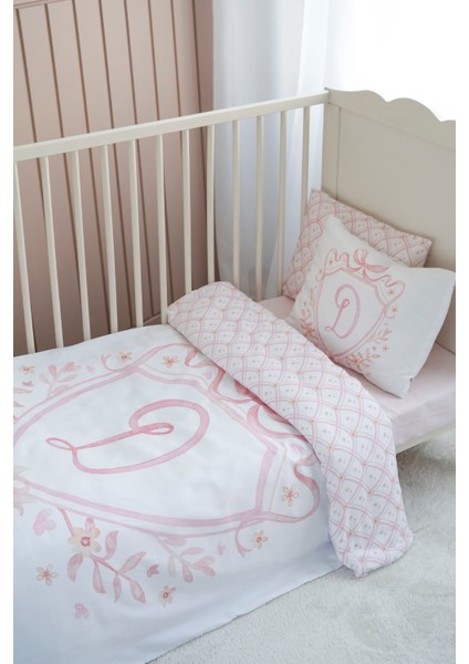Harf Serisi D Harfi Park Yatak Nevresim Seti (80X120) - Noble Serie Pembe