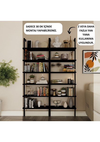 atif Tasarım 6 Katlı Duvara Monte Kitaplık, Ev Rafı
