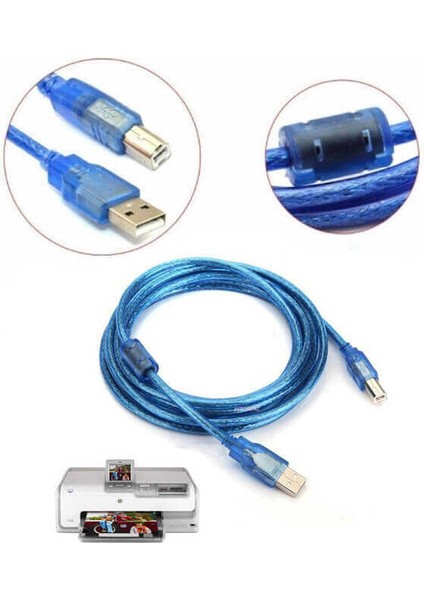 5 Metre USB Yazıcı Kablosu - Hp Canon Brother Printer Kablosu 5m modelleri