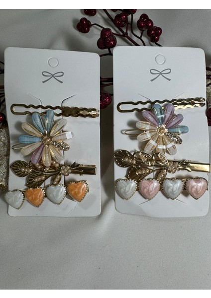 Kadın Saç Toka Seti Yeni Trend Lüx Elit Incili ve Taşlı Detaylı 4'lü 2 ADET