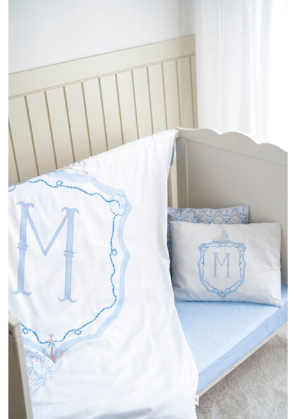 Harf Serisi M Harfi Park Yatak Nevresim Seti (80X120) - Noble Serie Mavi fiyatları