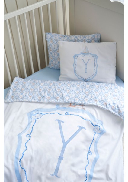 Harf Serisi Y Harfi Park Yatak Nevresim Seti (80X120) - Noble Serie Mavi fiyatları