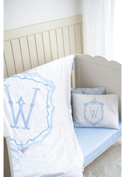 Harf Serisi W Harfi Park Yatak Nevresim Seti (80X120) - Noble Serie Mavi fiyatları