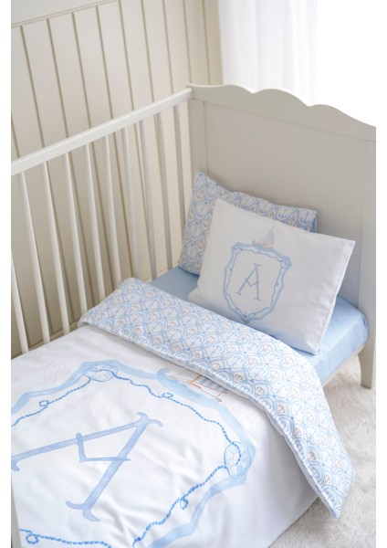 Harf Serisi A Harfi Park Yatak Nevresim Seti (80X120) - Noble Serie Mavi