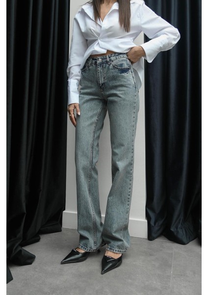 Mavi Yıkamalı Fit Straight Jean