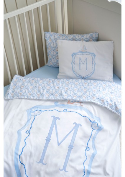 Harf Serisi M Harfi Bebek Nevresim Seti (100X150) - Noble Serie Mavi fiyatları