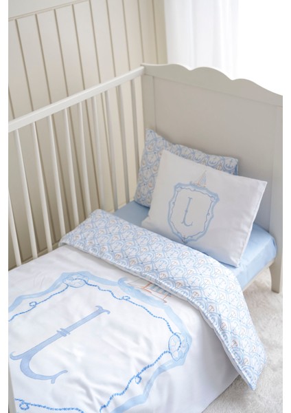 Harf Serisi L Harfi Bebek Nevresim Seti (100X150) - Noble Serie Mavi