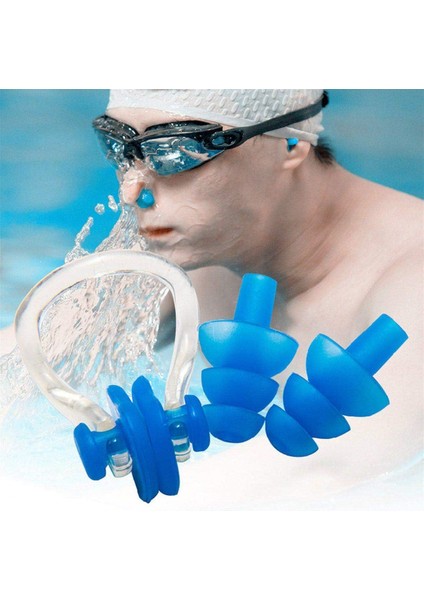 2'li Kulak Tıkacı ve Burun Klipsi Seti - Kulak Burun Tıkacı Silikon Set - Deniz Kulak Tıkacı Burun Klipsi - Ear Plug And Nose Clips Set Of 2 -