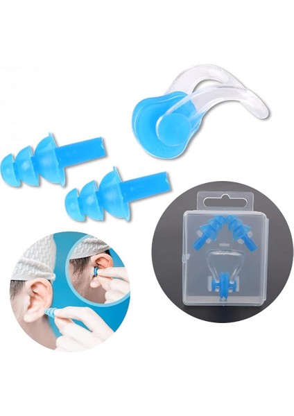 2'li Kulak Tıkacı ve Burun Klipsi Seti - Kulak Burun Tıkacı Silikon Set - Deniz Kulak Tıkacı Burun Klipsi - Ear Plug And Nose Clips Set Of 2 -