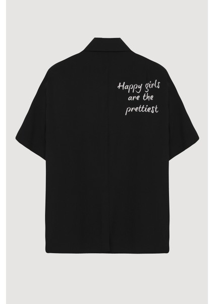 Kruvaze Yaka Kısa Kol Blazer Ceket Siyah