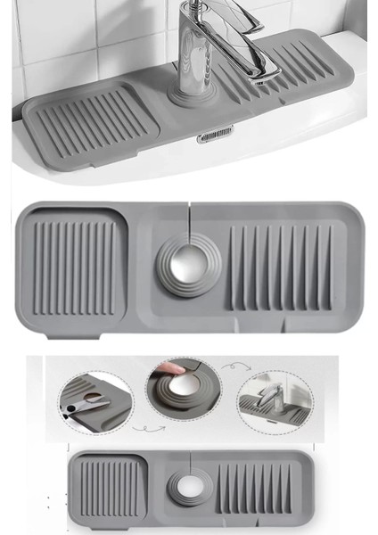 Elastik Mutfak Banyo Musluk Matı Düzenleyici Kaydırmaz Taban Organizer Lavabo Kenar Matı