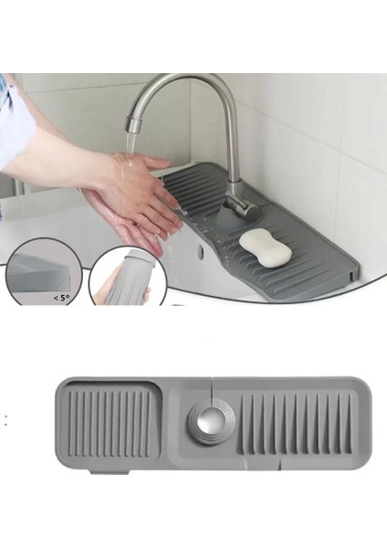 Elastik Mutfak Banyo Musluk Matı Düzenleyici Kaydırmaz Taban Organizer Lavabo Kenar Matı