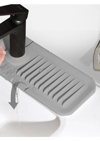 Elastik Mutfak Banyo Musluk Matı Düzenleyici Kaydırmaz Taban Organizer Lavabo Kenar Matı
