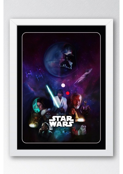 Star Wars Çerçeveli Tablo - Uzay Savaşları Nostalji Fim Posteri Tablo