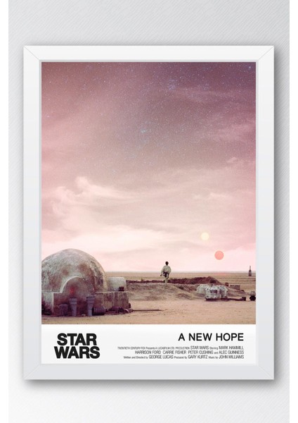 Star Wars A New Hope Çerçeveli Tablo - Uzay Savaşları Eski Fim Posteri Tablo