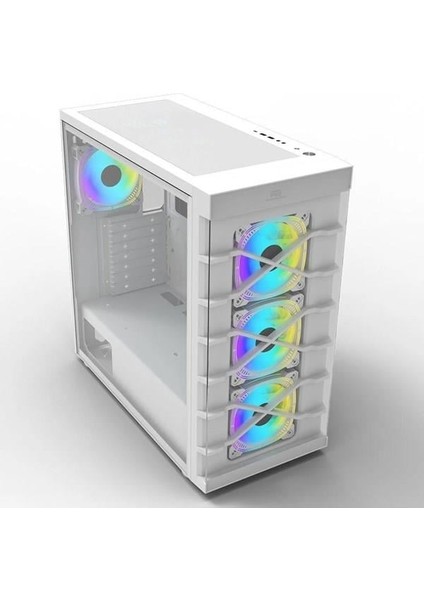 PB-GR222BW 7-Rgb Fanlı Gamıng Mıd-Tower Pc Kasası Beyaz