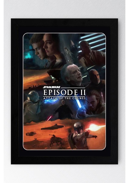 Star Wars 2 Çerçeveli Tablo - Uzay Savaşları Eski Nostalji Fim Posteri Tablo