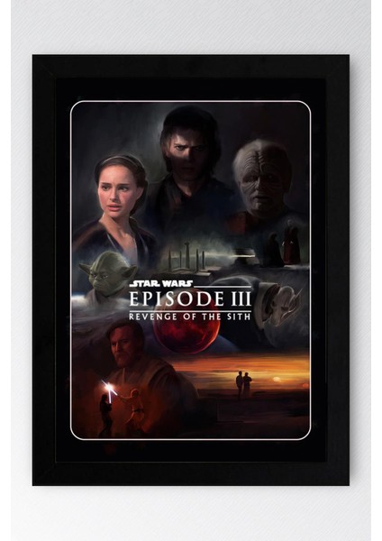 Star Wars 3 Çerçeveli Tablo - Uzay Savaşları Eski Nostalji Fim Posteri Tablo