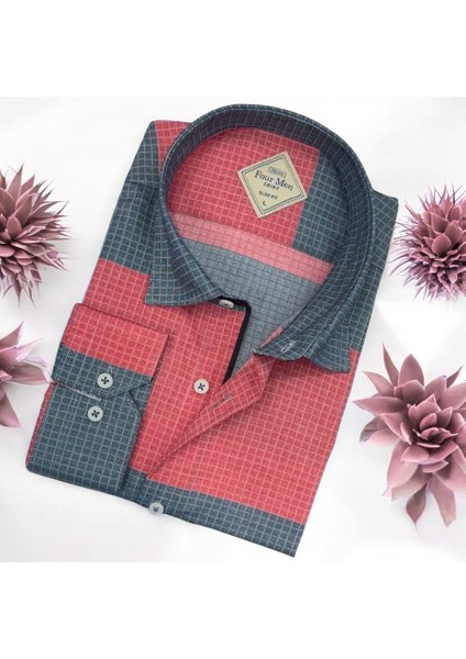 Pamuklu Uzun Kollu Erkek Gömlek (Slim Fit Kalıp)