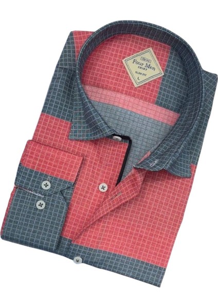 Pamuklu Uzun Kollu Erkek Gömlek (Slim Fit Kalıp)