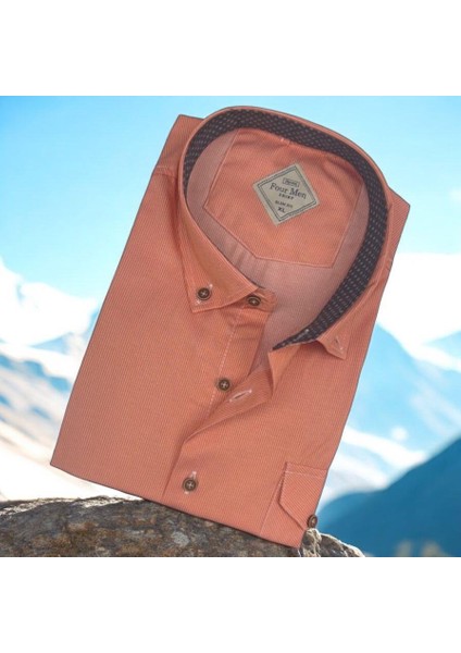Pamuklu Uzun Kollu Erkek Gömlek (Slim Fit Kalıp)