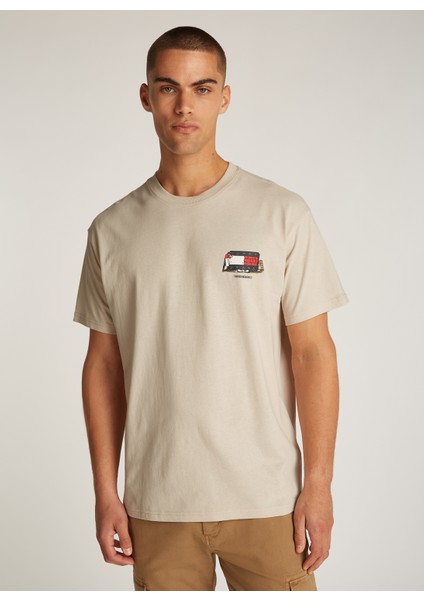 Bisiklet Yaka Bej Erkek T-Shirt DM0DM20351ACG Tjm Rlx Novelty 1 Tee