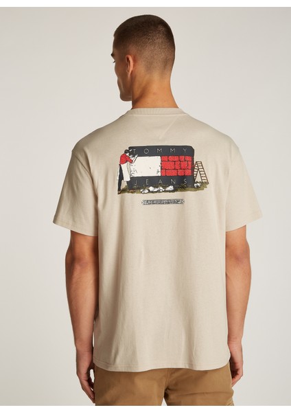 Bisiklet Yaka Bej Erkek T-Shirt DM0DM20351ACG Tjm Rlx Novelty 1 Tee
