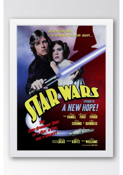 Star Wars Çerçeveli Tablo - Uzay Savaşları Retro Fim Posteri Tablo