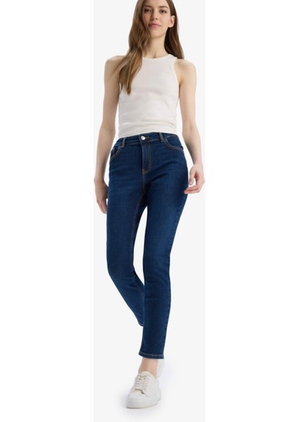 Rebeca Skinny Fit Yüksek Bel Düz Paça Uzun Jean Taş Yıkama Pantolon D8178AX25SP