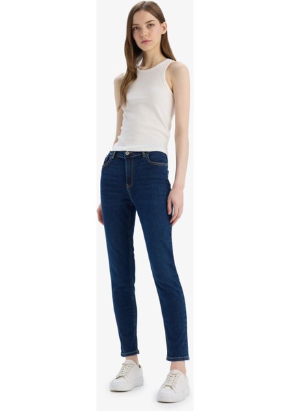 Rebeca Skinny Fit Yüksek Bel Düz Paça Uzun Jean Taş Yıkama Pantolon D8178AX25SP