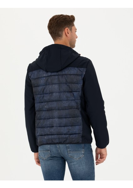 Erkek Lacivert Kapüşonlu Kapitone Spor Mont 50273118-VR033