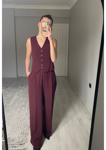 Fiyonk Taşlı Yelek Pantolon Takım indirimleri