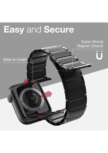 Watch Ultra 49MM Uyumlu Magnetik Metal Kordon Classic Serisi Siyah modelleri