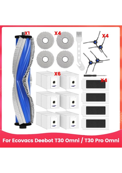 Ecovacs Deebot T30 Omni / T30 Pro Omni Elektrikli Süpürge Ana Yan Fırça Hepa Filtreler Paspas Bezi Toz Torbaları Aksesuarlar (Yurt Dışından)