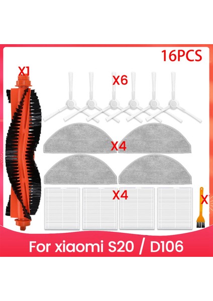 Xiaomi Robot Süpürge S20 / D106 Aksesuarları Ana Yan Fırça Hepa Filtre Paspas Bezi Toz Torbası Yedek Yedek Parçalar (Yurt Dışından)