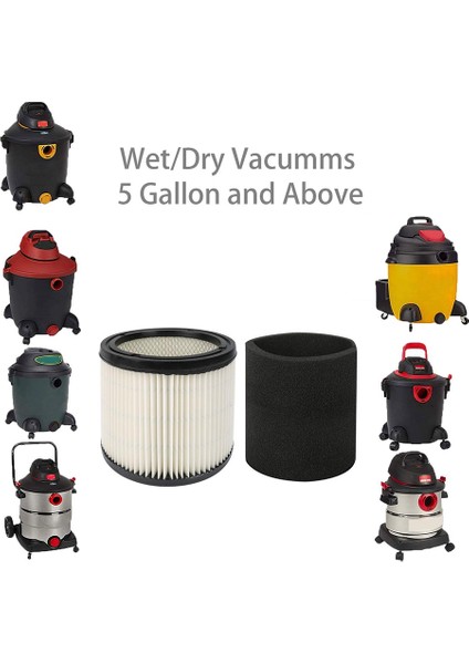 90350 Filtre Kartuşu ve 90585 Köpük Filtre, Shop-Vac 5 Galon ve Üzeri Islak Kuru Elektrikli Süpürgelere Uyumlu, Parça 90304 ile Uyumlu (Yurt Dışından) modelleri