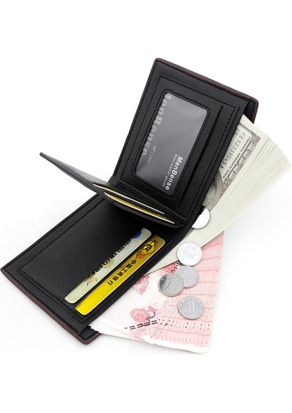 Erkek Kısa Cüzdan Moda Iki Katlı Para Cüzdanı Büyük Kapasiteli Çoklu Kart Yuvası Erkek Cüzdanı (Yurt Dışından) fırsatları