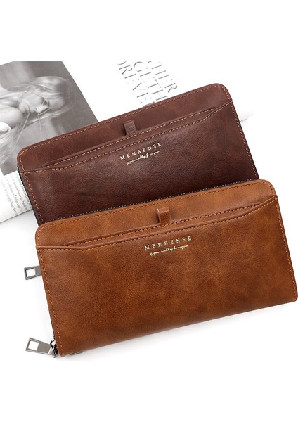 Erkek Uzun Cüzdan Çekme Kartı Fermuarlı Moda Casual Cüzdan Clutch Çantası Büyük Kapasiteli Çoklu Kart Yuvası Cep Telefonu Çantası (Yurt Dışından) fırsatları
