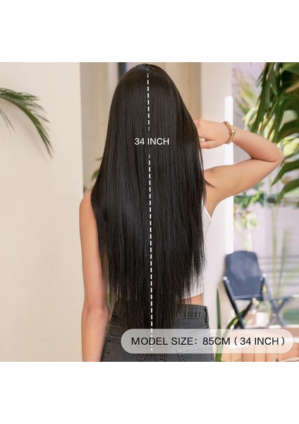 Peruk Kadın Uzun Saç Siyah Peruk Kimyasal Elyaf Fiber Tam Kafa Kapağı (Yurt Dışından) modelleri