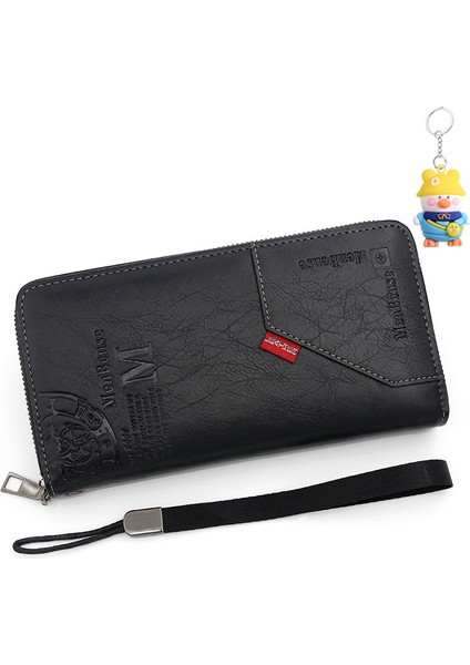 Moda Erkekler Orta Uzunluk Büyük Kapasiteli Tek Çekme Zincir Cüzdan Clutch Cep Telefonu Çantası Değişiklik (Yurt Dışından)