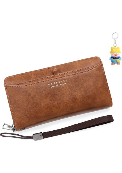 Erkek Uzun Cüzdan Çekme Kartı Fermuarlı Moda Casual Cüzdan Clutch Çantası Büyük Kapasiteli Çoklu Kart Yuvası Cep Telefonu Çantası (Yurt Dışından)