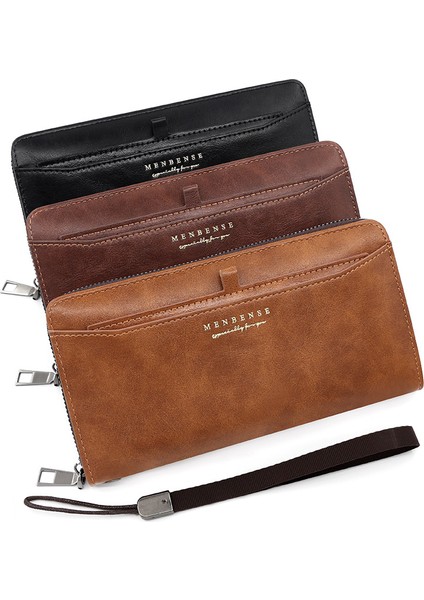 Erkek Uzun Cüzdan Çekme Kartı Fermuarlı Moda Casual Cüzdan Clutch Çantası Büyük Kapasiteli Çoklu Kart Yuvası Cep Telefonu Çantası (Yurt Dışından) modelleri