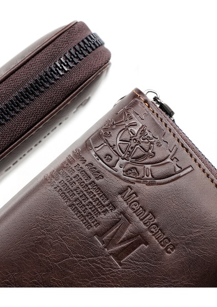 Moda Erkekler Orta Uzunluk Büyük Kapasiteli Tek Çekme Zincir Cüzdan Clutch Cep Telefonu Çantası Değişiklik (Yurt Dışından)